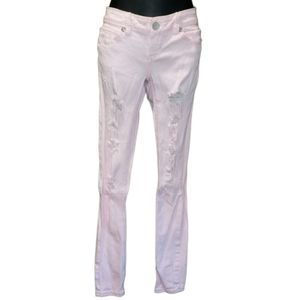 ALMOST FAMOUS Pink Distressed Torn Ripped Jeans Juniors Size Junior Girl Sz 1